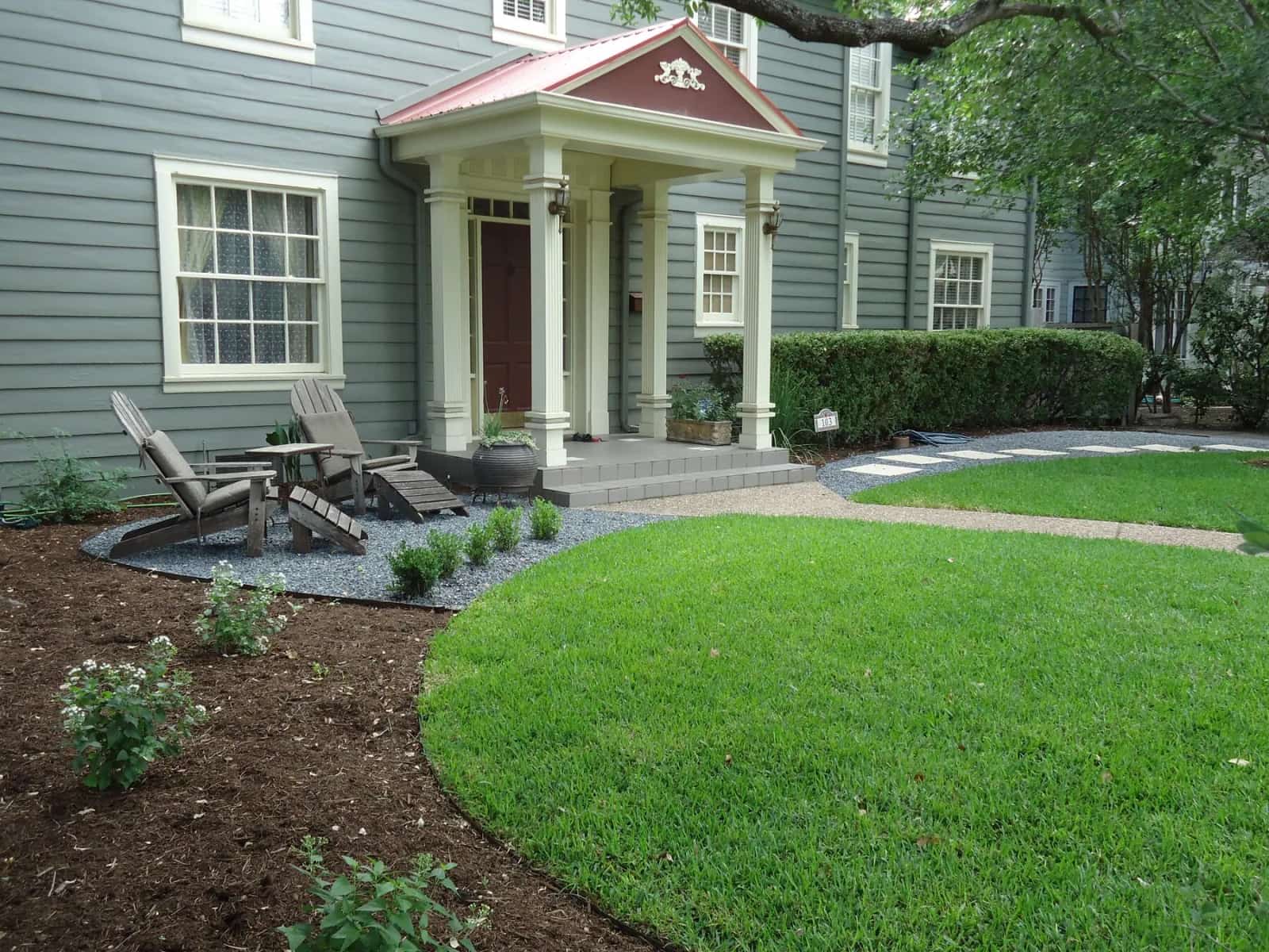 Traditional Austin landscape design with structured planting